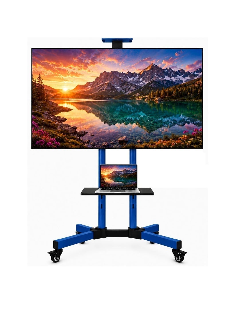 BEETEC Mobile TV Stand for 32–75 Inch Screens, Heavy-Duty Rolling TV Cart, Max VESA 600×400, Tilt Range ±10°, Max Load 50kg, Height Ajustable, Lockable Wheels, Blue | T1500B - Image 1