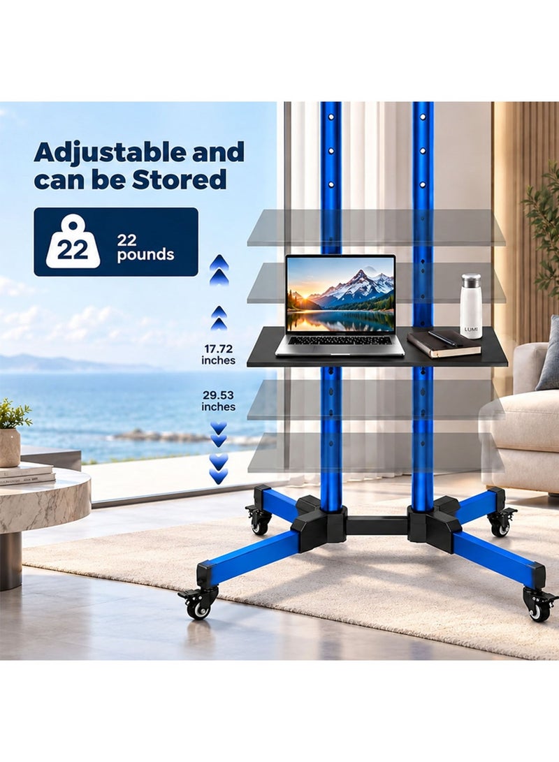 BEETEC Mobile TV Stand for 32–75 Inch Screens, Heavy-Duty Rolling TV Cart, Max VESA 600×400, Tilt Range ±10°, Max Load 50kg, Height Ajustable, Lockable Wheels, Blue | T1500B - Image 5