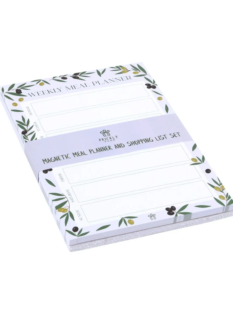 Prickly Pear Olive Set Of 2 Magnetic Meal Planner With Shopping List