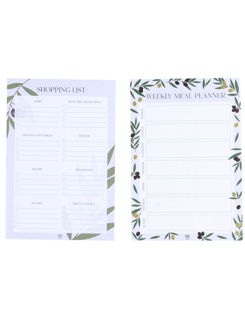 Prickly Pear Olive Set Of 2 Magnetic Meal Planner With Shopping List  - Image 1