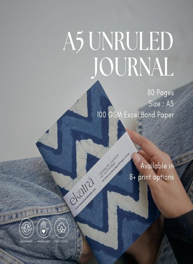 Ekatra A5 Unruled Journal | Solid Beige Fabric Cover | Handcrafted Notebook with 80 Pages | 100 GSM Sustainable Paper | Eco-Friendly Writing & Drawing Diary - Image 3
