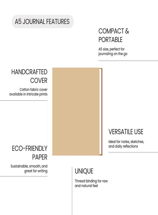 Ekatra A5 Unruled Journal | Solid Beige Fabric Cover | Handcrafted Notebook with 80 Pages | 100 GSM Sustainable Paper | Eco-Friendly Writing & Drawing Diary - Image 2