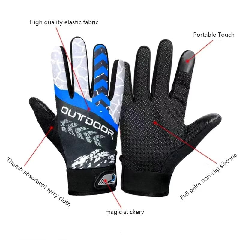 SEFLICA ® Cycling Gloves | Non-Slip Sun Protection Gloves for Men & Women | Warm, High-Temperature Resistant Gloves for Mountain Biking, Motorcycle Riding, Cricket, Tennis & Outdoor Sports (Blue) - Image 2