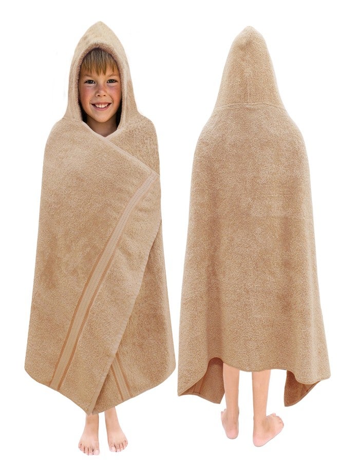 ORIGINAL KIDS Hooded Bath Towel Wrap - Ultra Soft 100% Cotton Terry Large Oversized Hooded Kids Towel - Toddler Big Kid Shower Pool Beach Towel - Absorbent Quick Dry Easy Care Gift - 30 x 54 - Linen - Image 1