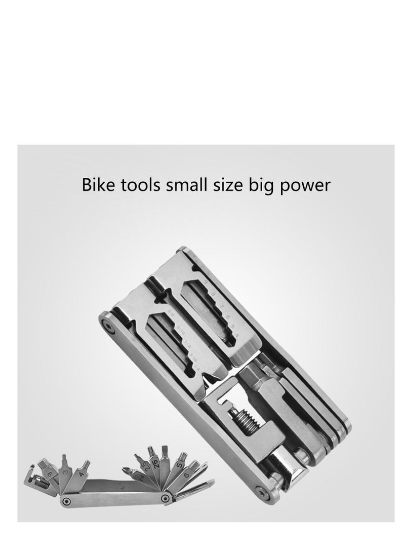 Multi Tool Chain Breaker Allen Keys, Compact and 15 in 1 Bike Repair Tool Kits, Multi Tool Allen Keys with Chain Breaker, Bicycle Multi Tool for Road and Mountain Bikes Repair, Easy To Carry
