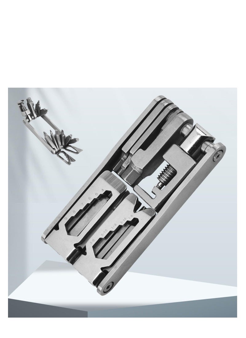 Multi Tool Chain Breaker Allen Keys, Compact and 15 in 1 Bike Repair Tool Kits, Multi Tool Allen Keys with Chain Breaker, Bicycle Multi Tool for Road and Mountain Bikes Repair, Easy To Carry