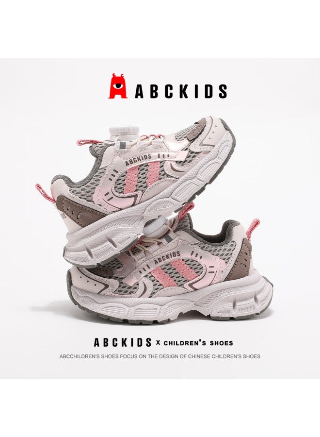 Abc Kids Boys And Girls Autumn Running Shoes Breathable Mesh Casual Sports Shoes With Dial Buckle Fashion Sneakers Rose Pink Size 30 - Image 3