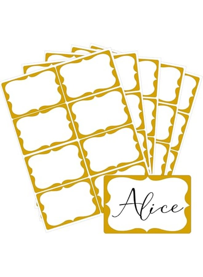 Generic Gold Name Tags,2"x 3" Name Tag Stickers with Gold Border 200 Pcs Adhesive Name Tags Sticker Name Badges Labels for School, Office, Home, Party, Conferences  - Image 1
