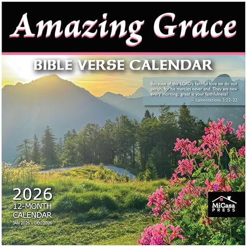MICASA PRESS Christian Wall Calendar 2026 | Amazing Grace with Bible Verses | 12 Month | 12" x 24" Open | Thick & Sturdy Paper | Holiday Gift | Religious Scripture Christian Calendar 2026 - Image 1