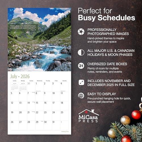 MICASA PRESS Christian Wall Calendar 2026 | Amazing Grace with Bible Verses | 12 Month | 12" x 24" Open | Thick & Sturdy Paper | Holiday Gift | Religious Scripture Christian Calendar 2026 - Image 5