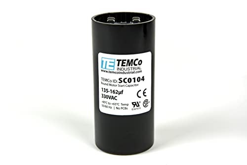TEMCo Industrial TEMCo 135-162 uF MFD CD60 Start Capacitor 330V AC Round | 50/60 Hz Motor Start Capacitor for HVAC, Compressor, Pump - Image 2