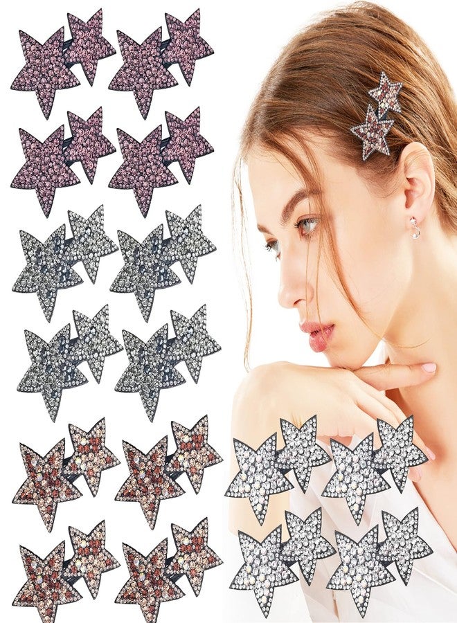 Arvintas 16 PCS Star Snap Hair Clips, Y2K Hair Accessories Non-slip Small Snap Hair Clips Fabric Diamond Alligator Hair Pins For Toddler Girls Women Metal Hair Barrettes - Image 1