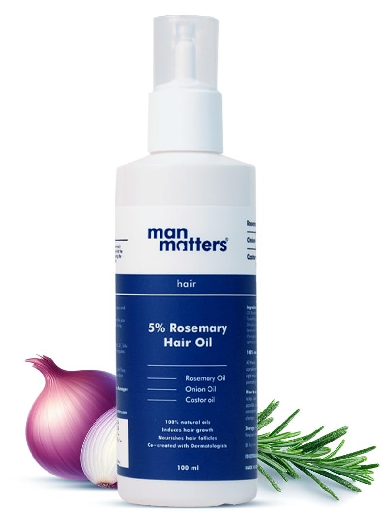 Man Matters Hair Oil With Rosemary, Onion, Bhringraj, Shikkai, Brahmi and Amla Oils - Nourishes Hair and Protects Shine - 100ml - Image 1