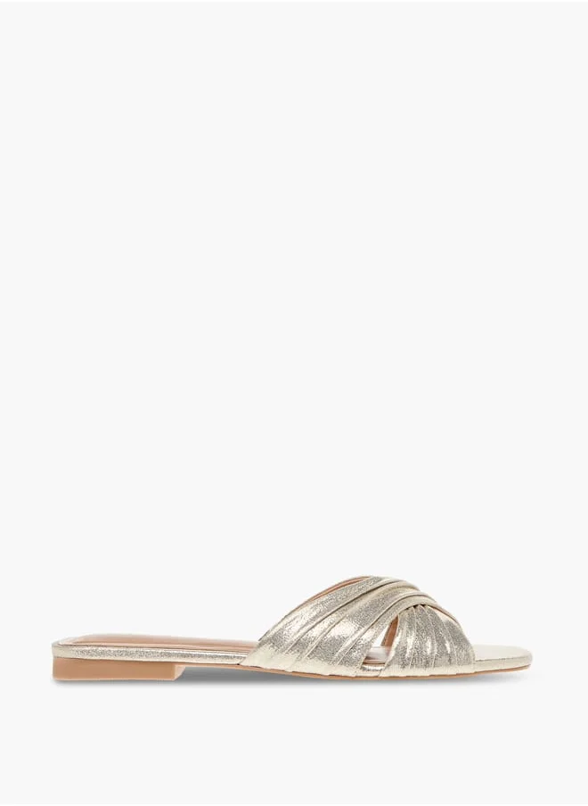 Celeste Womens Textured Cross Strap Slip-On Sandals