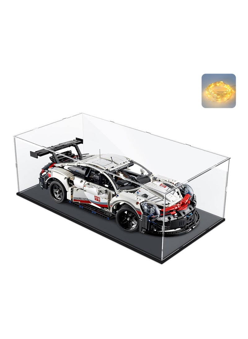 تي بي جي بي حافظة عرض اكريليك بقاعدة اسود/ابيض/بينك، صناديق عرض للمقتنيات للحماية من الغبار (اسود، 60 × 30 × 20 سم / 23.6 × 11.8 × 7.9 انش) - Image 1