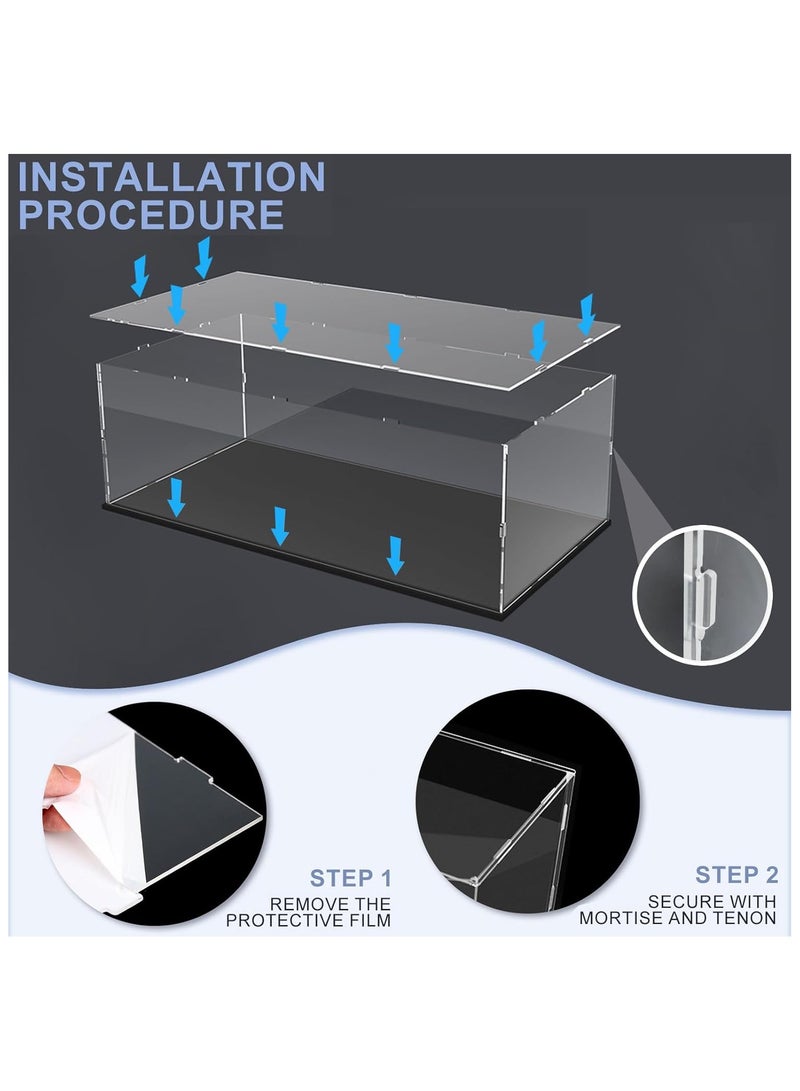 تي بي جي بي حافظة عرض اكريليك بقاعدة اسود/ابيض/بينك، صناديق عرض للمقتنيات للحماية من الغبار (اسود، 60 × 30 × 20 سم / 23.6 × 11.8 × 7.9 انش) - Image 3