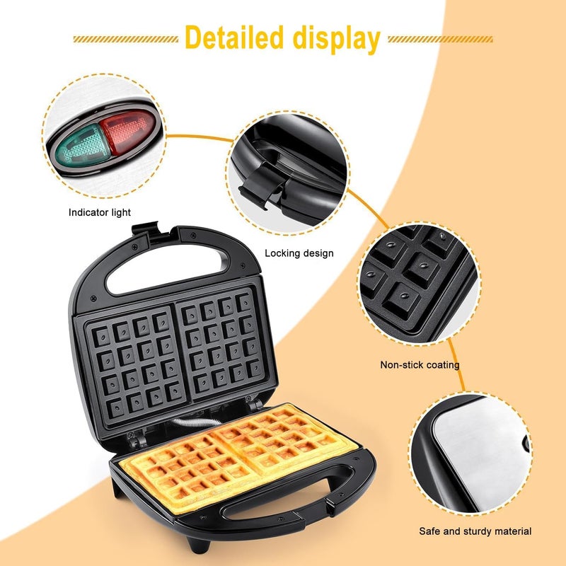 yashe Waffle Maker, 750W Electric Non-Stick Waffle Iron Machine, Dual Belgian Waffle Machine, Automatic Temperature Control, Cool Touch Handle - Image 4