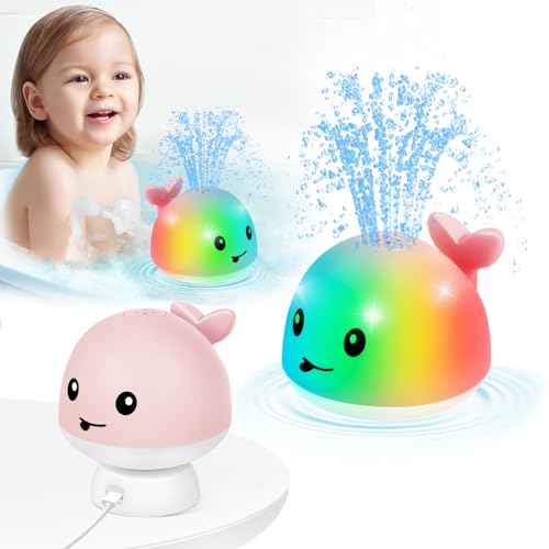 Gigilli Baby Girl Whale Bath Toy Easy Charging Bath Toys for Kids Ages 13 Light Up Bath Fountain Toy 61218 Months Toddler Bath Toy Sprinkler Baby Easter Basket Stuffers Birthday 1 2 3 Gifts - Image 1