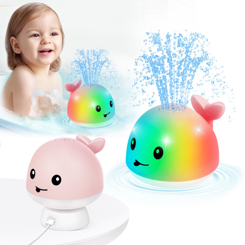 Gigilli Baby Girl Whale Bath Toy Easy Charging Bath Toys for Kids Ages 13 Light Up Bath Fountain Toy 61218 Months Toddler Bath Toy Sprinkler Baby Easter Basket Stuffers Birthday 1 2 3 Gifts - Image 3