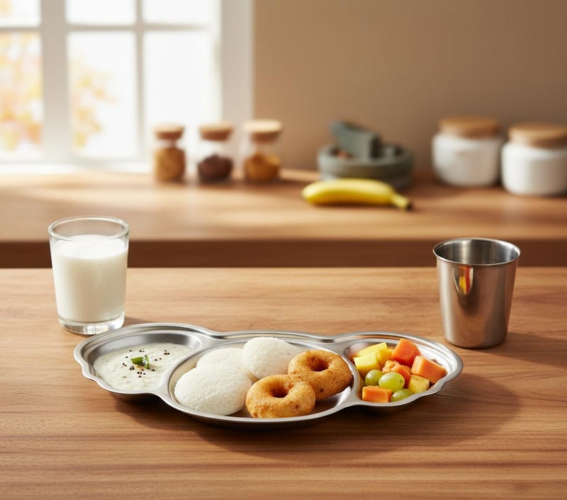 Clazkit Stainless Steel Koala Shape Plate for Kids–Fun, Safe & Durable Compartment Tableware with Creative Animal Shape,BPA-Free, Easy to Clean & Perfect for Mess-Free Mealtimes, Birthday Return Gift - Image 1