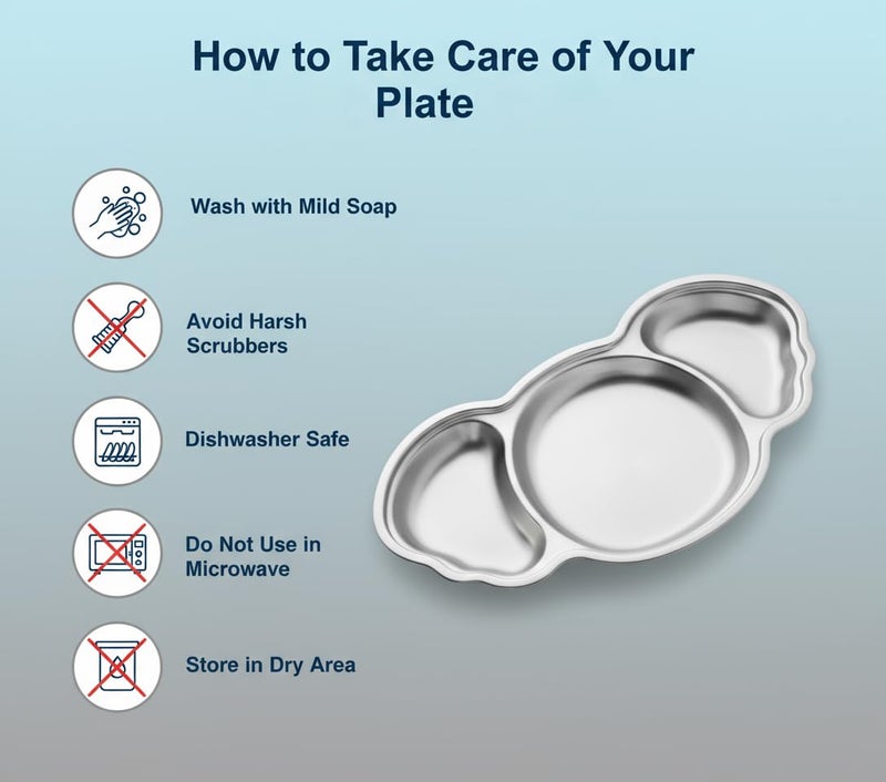 Clazkit Stainless Steel Koala Shape Plate for Kids–Fun, Safe & Durable Compartment Tableware with Creative Animal Shape,BPA-Free, Easy to Clean & Perfect for Mess-Free Mealtimes, Birthday Return Gift - Image 2