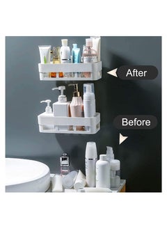 LIMOS Plastic Shower Caddy Set, Stylish White Rack, No Drill Installation, Durable Baskets for Bathroom, Toilet And Kitchen - Enhanced Design (2-Pack)  - Image 2