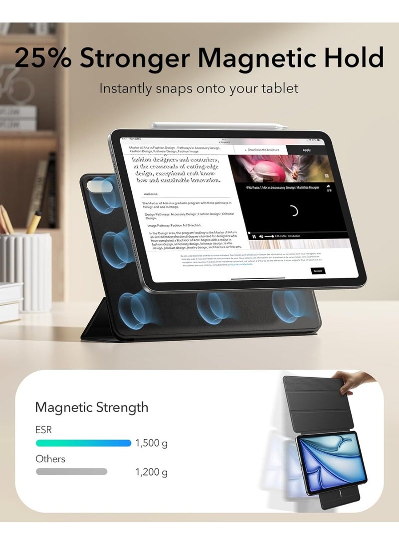ليناكز الأصلي جراب The Black Store لجهاز iPad Air مقاس 11 بوصة طراز M2 (2024)، متوافق مع iPad Air الجيل الخامس/الرابع (2022/2020)، مزود بمغناطيس قوي للتثبيت، جراب ثلاثي الطي رفيع، يدعم قلم Apple Pencil وقلم Apple Pencil (USB-C)، حماية متينة. - Image 2