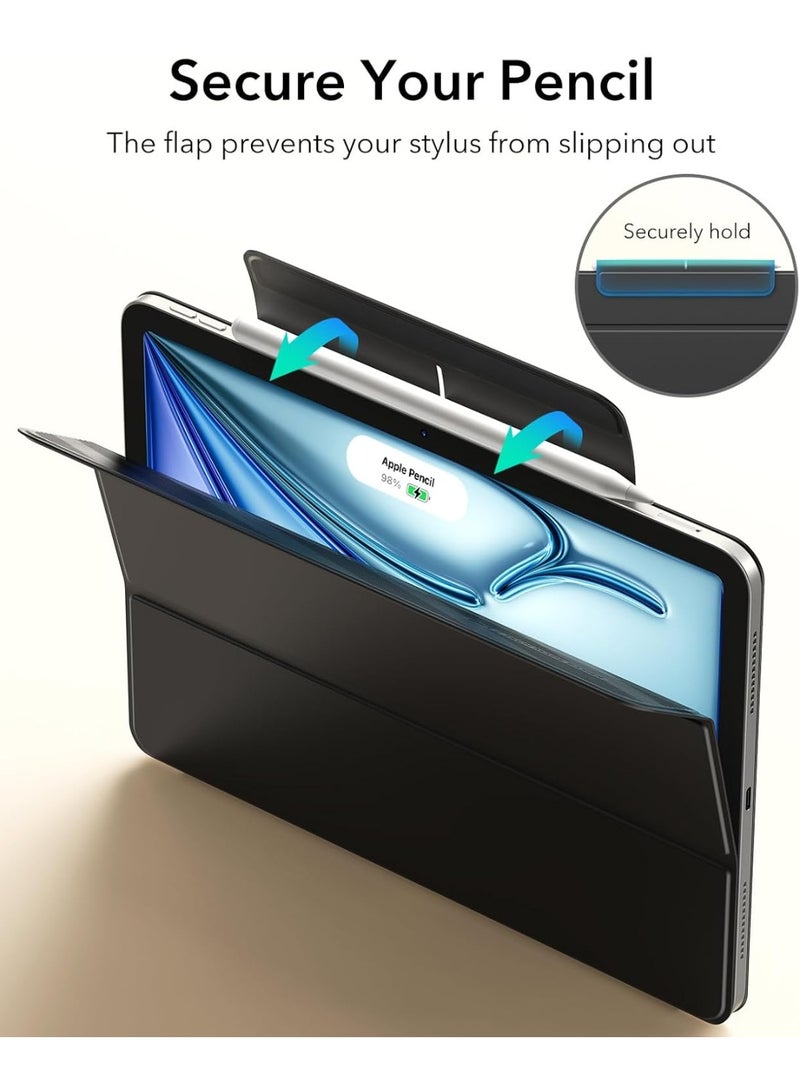 ليناكز الأصلي جراب The Black Store لجهاز iPad Air مقاس 11 بوصة طراز M2 (2024)، متوافق مع iPad Air الجيل الخامس/الرابع (2022/2020)، مزود بمغناطيس قوي للتثبيت، جراب ثلاثي الطي رفيع، يدعم قلم Apple Pencil وقلم Apple Pencil (USB-C)، حماية متينة. - Image 5