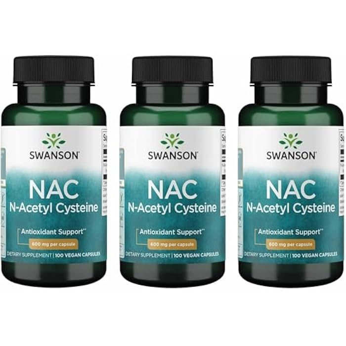 Swanson Premium Brand Swanson NAC - N-Acetyl Cysteine - Supplement 600 mg 100 Capsules (3 Pack) - Image 1