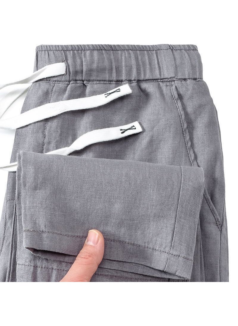 Generic - Summer Lightweight Solid Mens Linen Casual Pants Gray breathable sweat/cool heat dissipation - Image 1