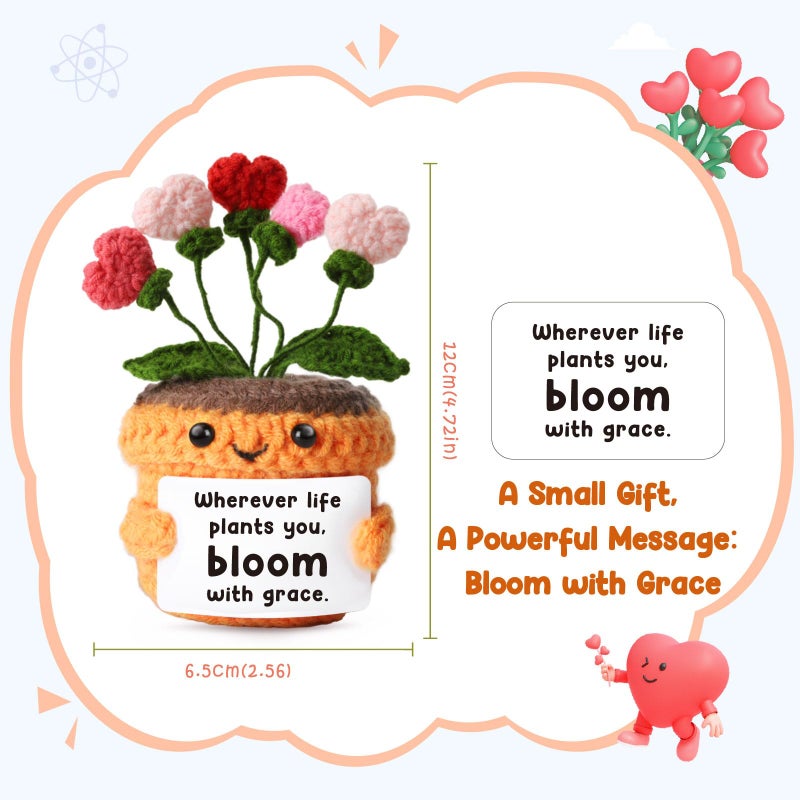 MAMAGIFTREE Affirmations Crochet Positive Plant â€“Encouragement Knitted Flowers Gift for Growth & Uplifting â€“Thoughtful Motivation Gifts for Student, Teen, Women Friend, Sister, Bestie, BFF, Coworker - Image 3