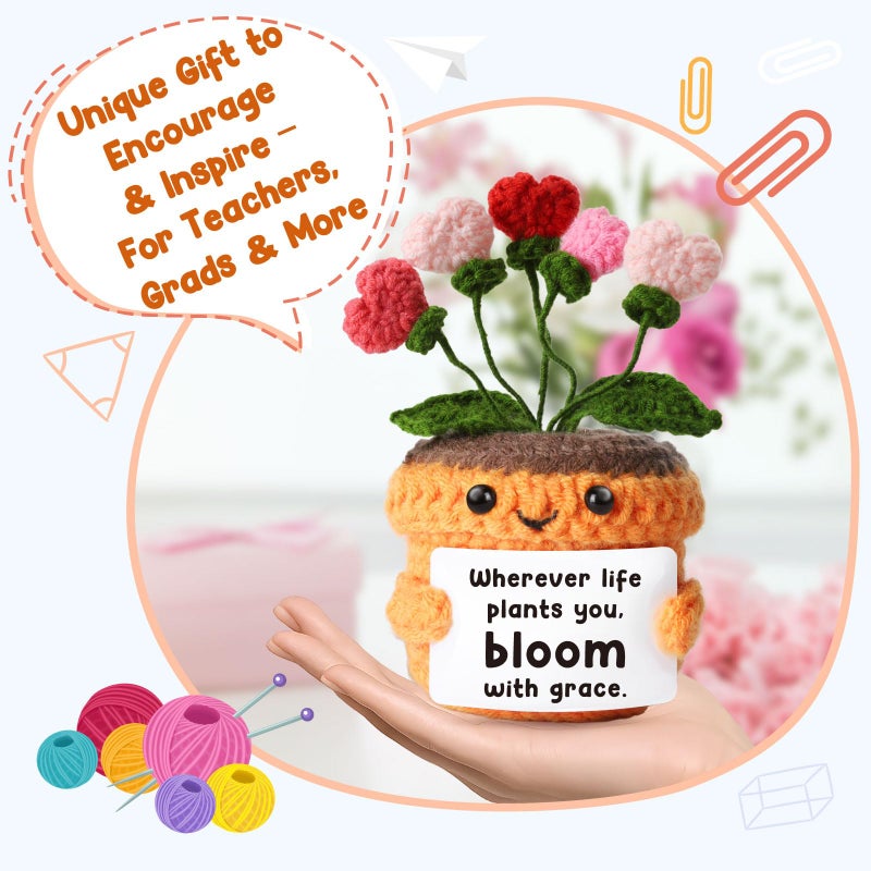 MAMAGIFTREE Affirmations Crochet Positive Plant â€“Encouragement Knitted Flowers Gift for Growth & Uplifting â€“Thoughtful Motivation Gifts for Student, Teen, Women Friend, Sister, Bestie, BFF, Coworker - Image 4
