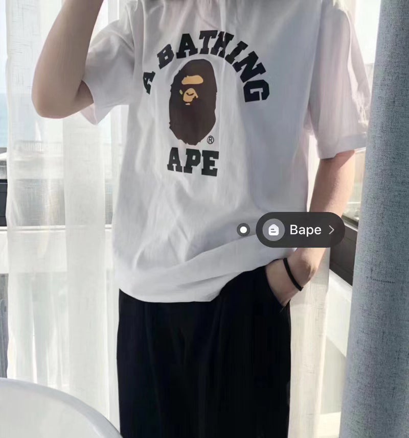 Japanese Trendy Brand Bape Classic Brown Ape Head Letter Printed Loose Short-Sleeved T-Shirt For Men And Women - Image 2