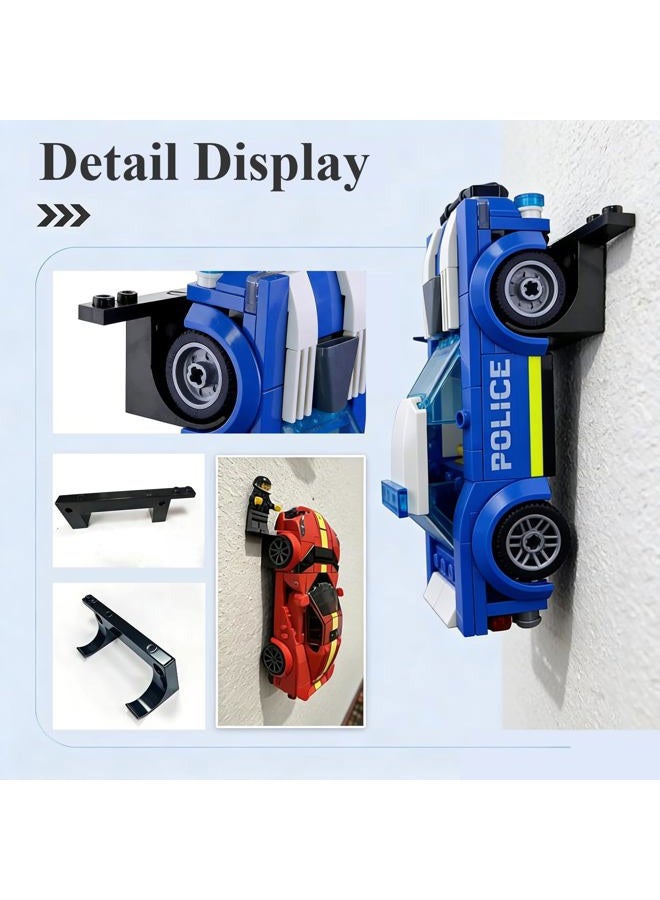 WFCYX 8 Pcs Wall Mount Fit for Any Lego Speed Champions Sets, Wall Bracket for Lego Speed of Champions Brick Cars with a Base for The Pilot/ Figure, Display Collectible Cars by Wheels on Wall, Black - Image 4