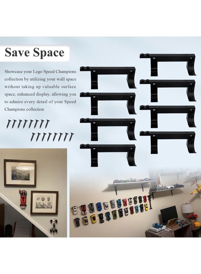 WFCYX 8 Pcs Wall Mount Fit for Any Lego Speed Champions Sets, Wall Bracket for Lego Speed of Champions Brick Cars with a Base for The Pilot/ Figure, Display Collectible Cars by Wheels on Wall, Black - Image 5