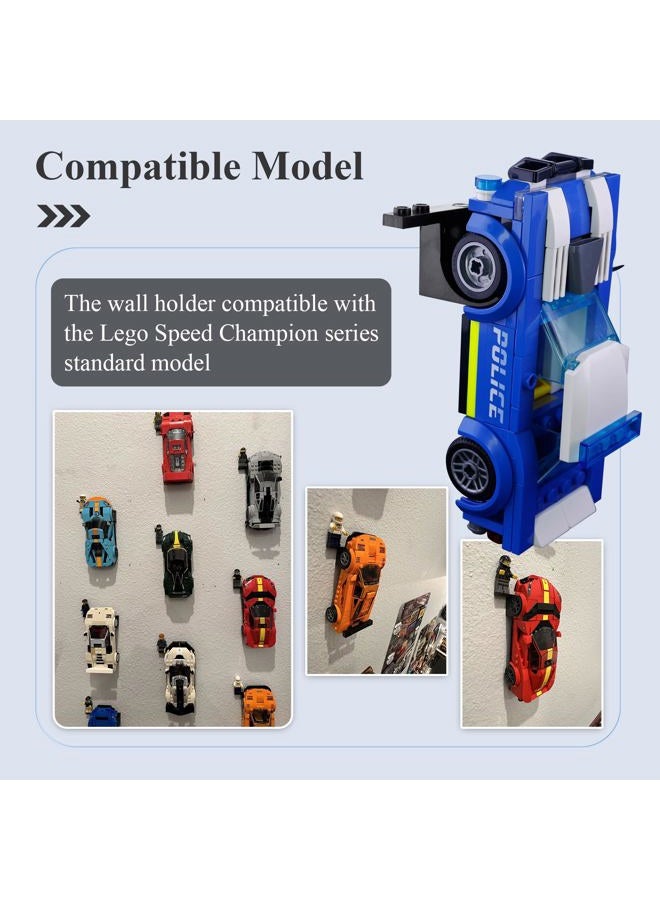 WFCYX 8 Pcs Wall Mount Fit for Any Lego Speed Champions Sets, Wall Bracket for Lego Speed of Champions Brick Cars with a Base for The Pilot/ Figure, Display Collectible Cars by Wheels on Wall, Black - Image 3
