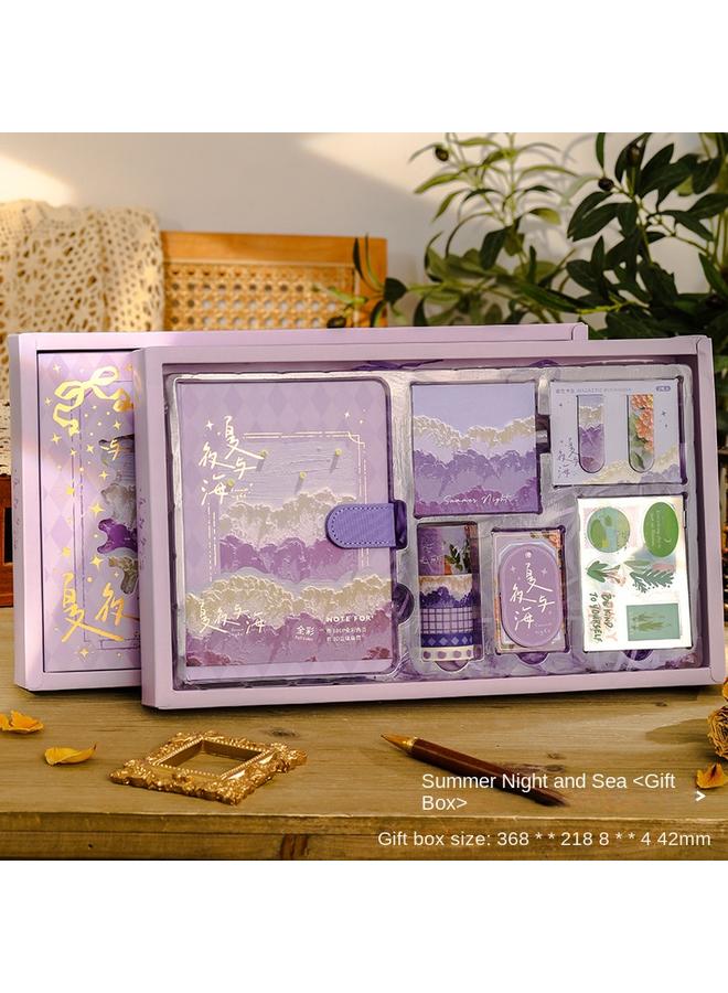 Bluejw High-value Oil Painting Hand Account Book Gift Box Suit Notebook Suit Creative Simple Ins Style Hand Account Book Stationery - Image 1