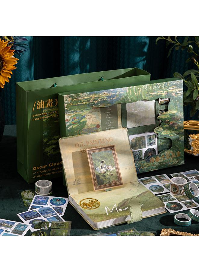 Bluejw High-value Oil Painting Hand Account Book Gift Box Suit Notebook Suit Creative Simple Ins Style Hand Account Book Stationery - Image 2