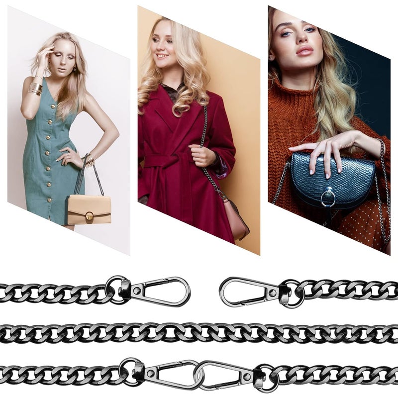 LUCKNIGHT Metal Bag Chain Black, 120CM Purse Chain Straps, Handbags Replacement Chain Strap with Buckles, Metal Strap for Women DIY Purse Bag Shoulder Crossbody Handbags Shoulder Bag Crafts Making, - Image 4