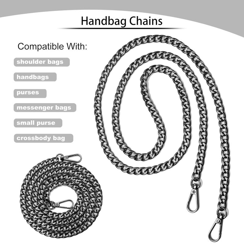 LUCKNIGHT Metal Bag Chain Black, 120CM Purse Chain Straps, Handbags Replacement Chain Strap with Buckles, Metal Strap for Women DIY Purse Bag Shoulder Crossbody Handbags Shoulder Bag Crafts Making, - Image 5