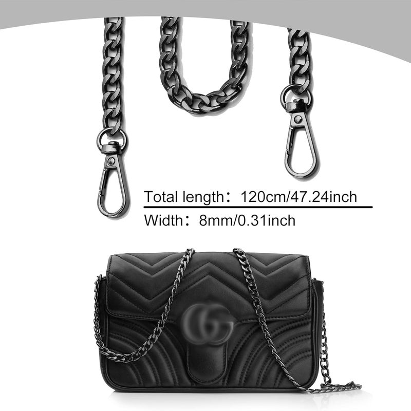 LUCKNIGHT Metal Bag Chain Black, 120CM Purse Chain Straps, Handbags Replacement Chain Strap with Buckles, Metal Strap for Women DIY Purse Bag Shoulder Crossbody Handbags Shoulder Bag Crafts Making, - Image 2