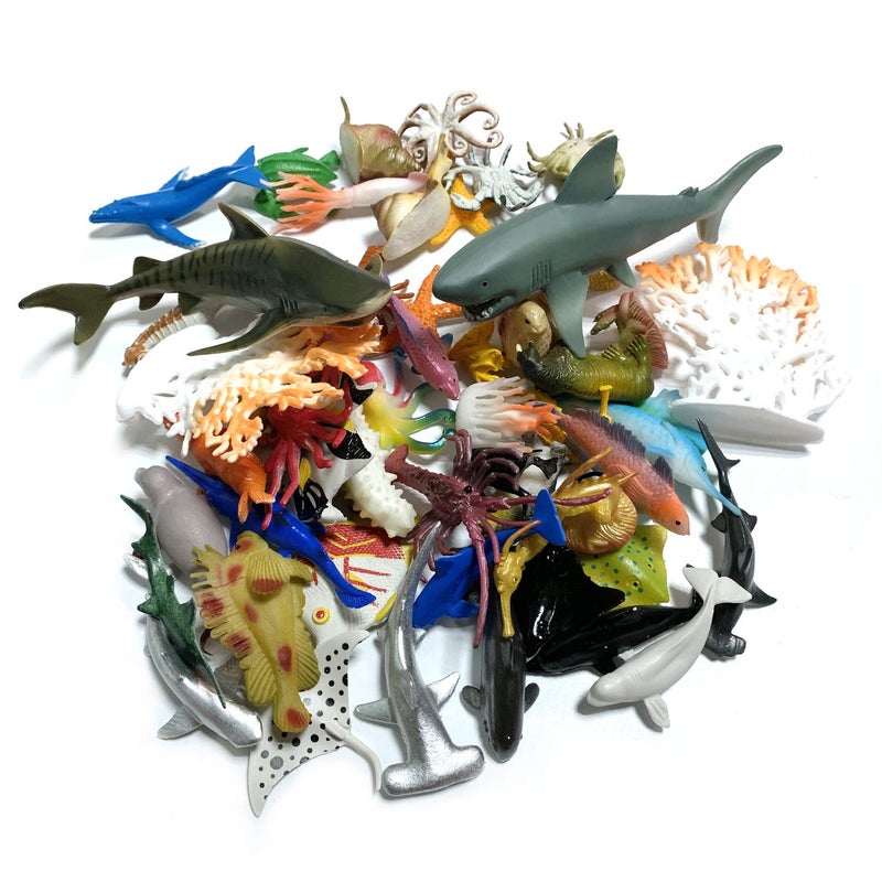 DOITEM 50 Pack Assorted Mini Vinyl Plastic Ocean Sea Animal Figures Toy Set, Realistic Under The Sea Life Figure Bath Gift for Child Educational Kids Party Cake Cupcake Topper - Image 2
