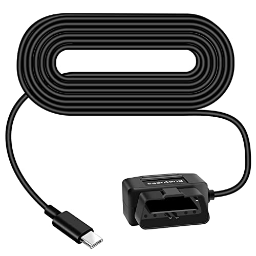 ssontong Upgraded OBD2 OBD Power Cable for Dash Camera, OBD to Type-C USB OBDII Adapter Hardwire Charger Cable 24 Hours Surveillance and Acc Two Mode with Switch Button (Type-C USB Port) - Image 1