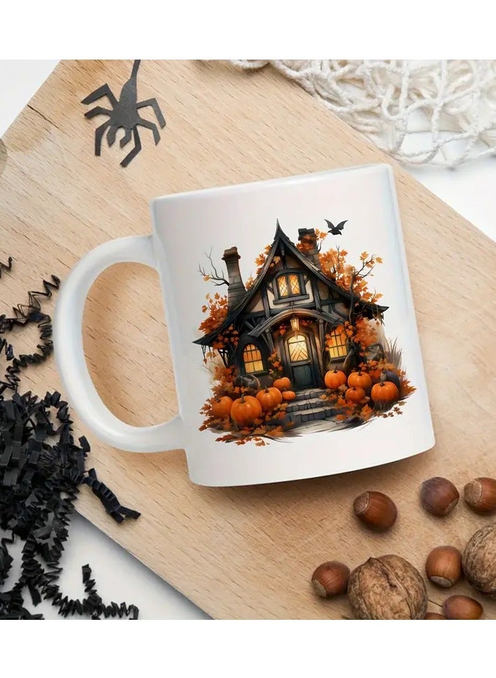 RYN 11oz Pumpkin House Printed Ceramic Coffee Mug Perfect for Hot & Cold Drinks Reusable deal Gift for Halloween - Image 2