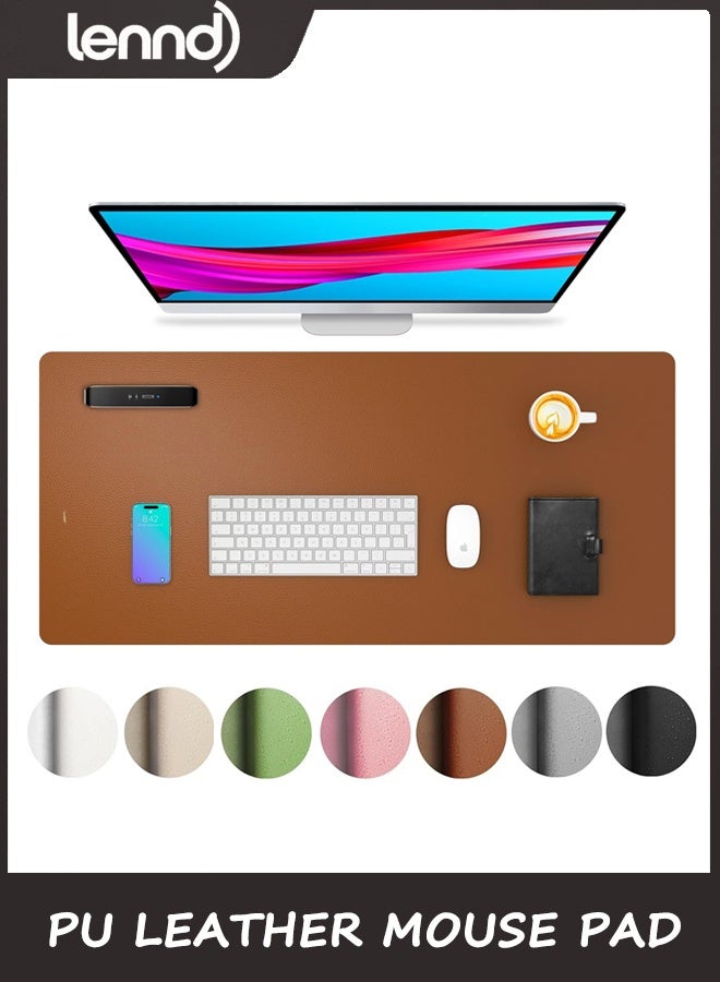 LENND Non-Slip PU Leather Mouse Pad Waterproof Laptop Desk Pad Protector, Blotter Mat, Writing and Mouse Pad for Office & Home, 40cm x 80cm, Large(Brown,40cm x 80cm) - Image 1