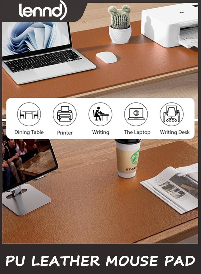 LENND Non-Slip PU Leather Mouse Pad Waterproof Laptop Desk Pad Protector, Blotter Mat, Writing and Mouse Pad for Office & Home, 40cm x 80cm, Large(Brown,40cm x 80cm) - Image 4