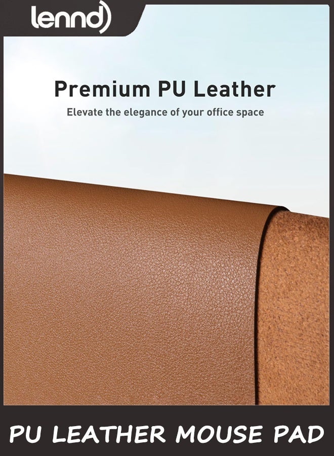 LENND Non-Slip PU Leather Mouse Pad Waterproof Laptop Desk Pad Protector, Blotter Mat, Writing and Mouse Pad for Office & Home, 40cm x 80cm, Large(Brown,40cm x 80cm) - Image 2