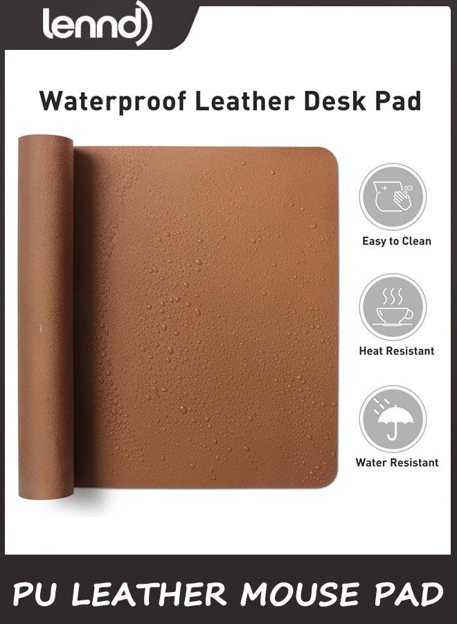 LENND Non-Slip PU Leather Mouse Pad Waterproof Laptop Desk Pad Protector, Blotter Mat, Writing and Mouse Pad for Office & Home, 40cm x 80cm, Large(Brown,40cm x 80cm) - Image 5