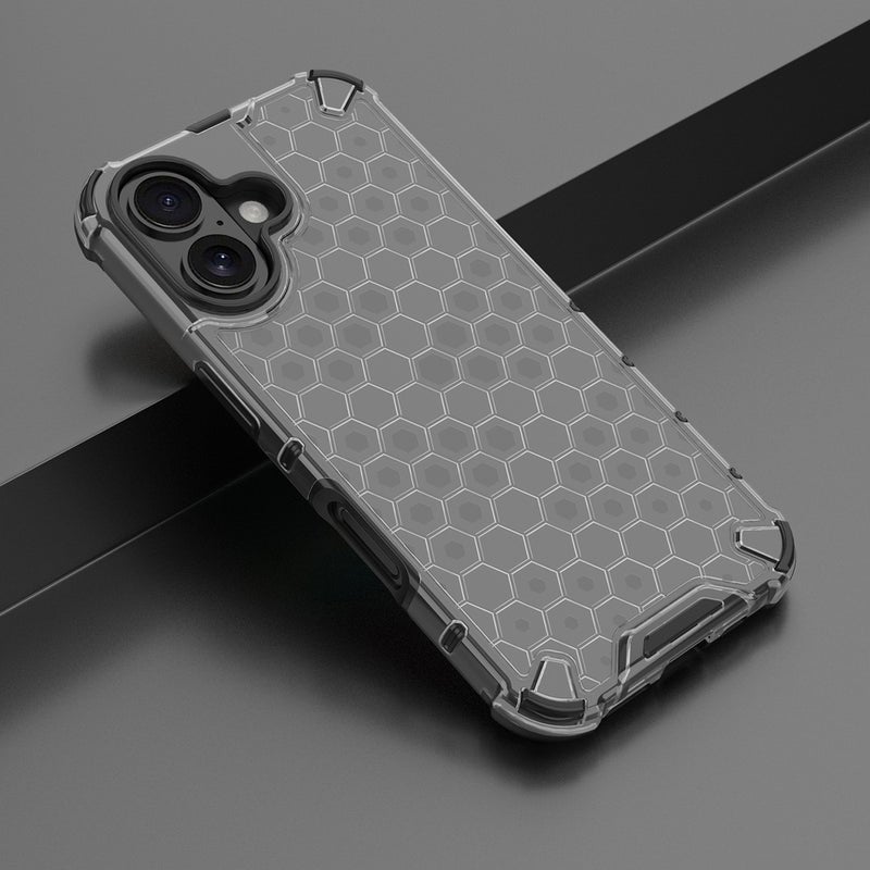 HuHa Protective Cover For iPhone 16 Honeycomb Shockproof Phone Case(Black) - Image 2