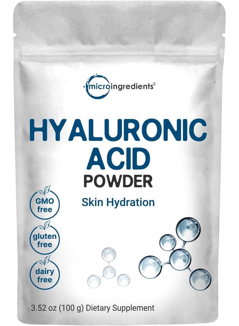 microingredients Hyaluronic Acid Powder, Skin Hydration, Dietary Supplement 3.52oz  - Image 1